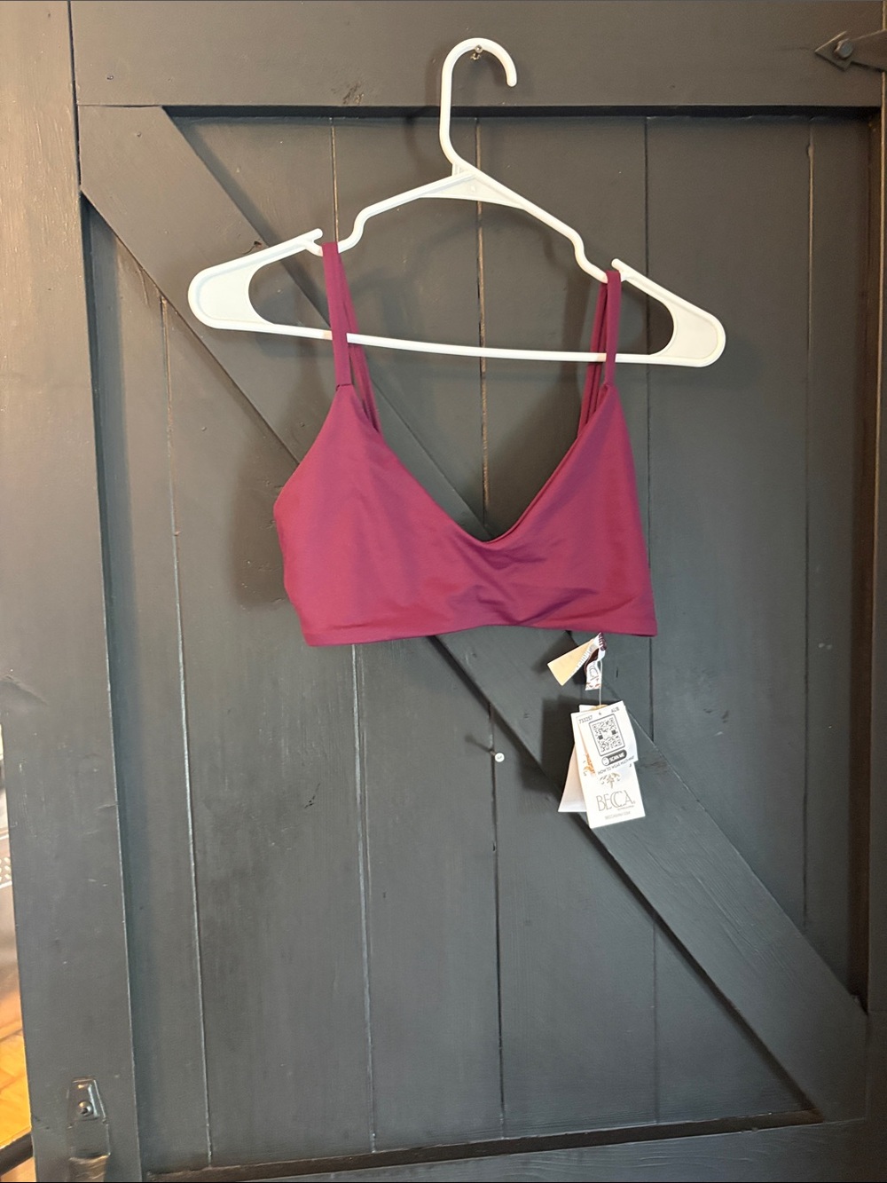 BECCA Deep Plum V-Neck Bralette Bikini Top